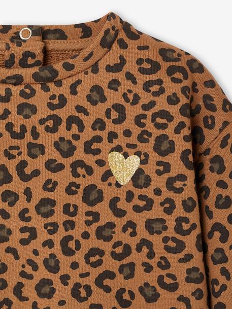 Sweat bébé léopard coeur doré capsule famille beige+gris foncé - vertbaudet enfant 