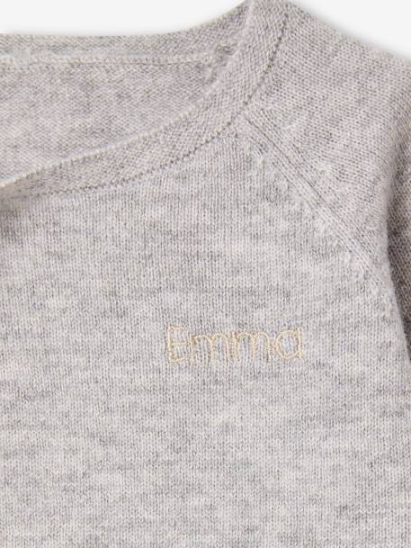 Ensemble naissance pull pantalon laine et cachemire personnalisable gris chiné - vertbaudet enfant 