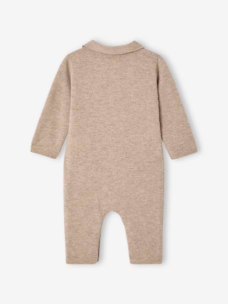 Combinaison naissance en laine et cachemire personnalisable beige chiné - vertbaudet enfant 