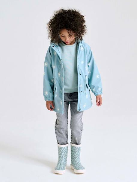 Ciré fille à capuche motifs magiques bleu ciel+rose+sauge imprimé - vertbaudet enfant 
