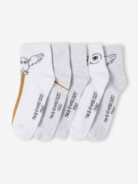 Pack of 5 Pairs Socks, Harry Potter® Glitter Hedwig white - vertbaudet enfant 