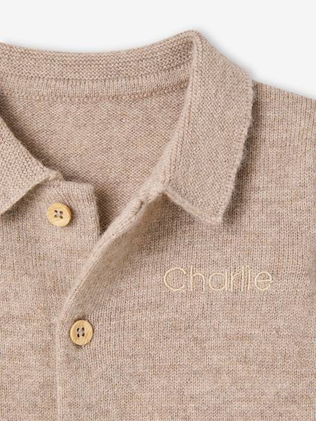 Combinaison naissance en laine et cachemire personnalisable beige chiné - vertbaudet enfant 