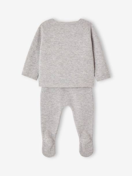 Ensemble naissance pull pantalon laine et cachemire personnalisable gris chiné - vertbaudet enfant 