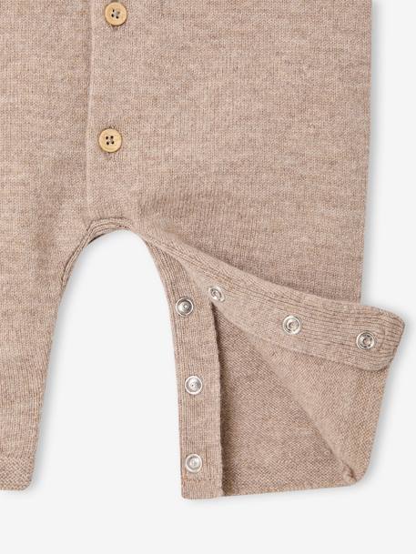 Combinaison naissance en laine et cachemire personnalisable beige chiné - vertbaudet enfant 