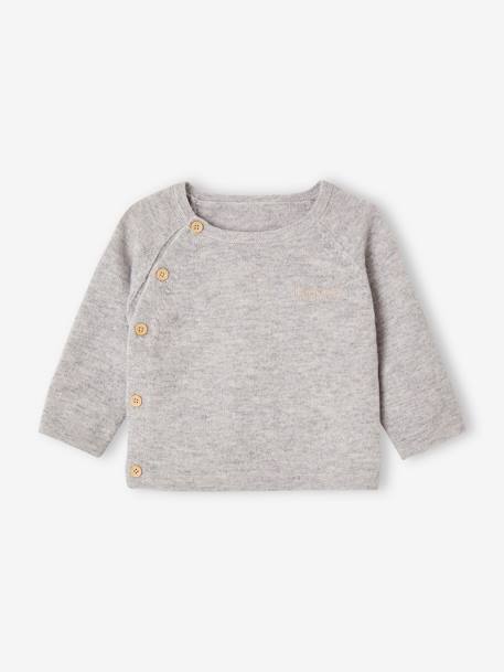 Ensemble naissance pull pantalon laine et cachemire personnalisable gris chiné - vertbaudet enfant 