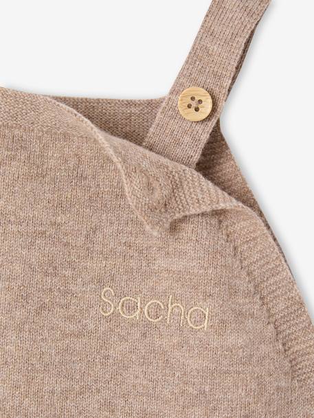 Barboteuse bébé laine et cachemire personnalisable beige chiné - vertbaudet enfant 