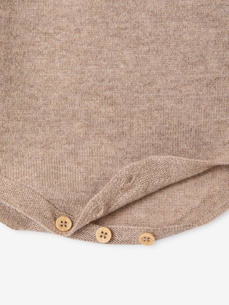 Barboteuse bébé laine et cachemire personnalisable beige chiné - vertbaudet enfant 