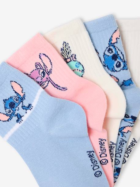 Pair of 5 Ankle Socks for Girls, Disney® LILO & STITCH sky blue - vertbaudet enfant 