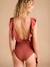 One-Piece Frilly Swimsuit, Maternity & Nursing, ENVIE DE FRAISE terracotta - vertbaudet enfant 