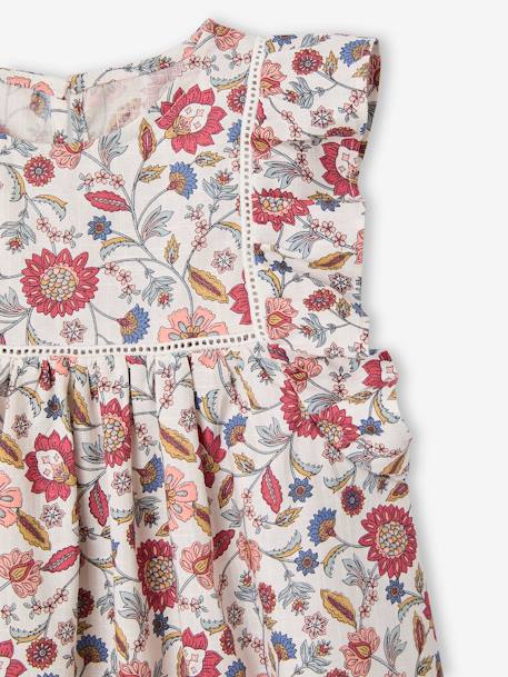 Robeà volants imprimée fleurs fille écru - vertbaudet enfant 