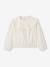 Two-tone blouse for girls with English embroidery details ecru - vertbaudet enfant 