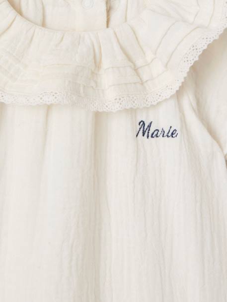 Baby bodysuit with a frilled collar ecru - vertbaudet enfant 