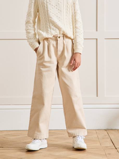 Pantalon large fille sable - vertbaudet enfant 