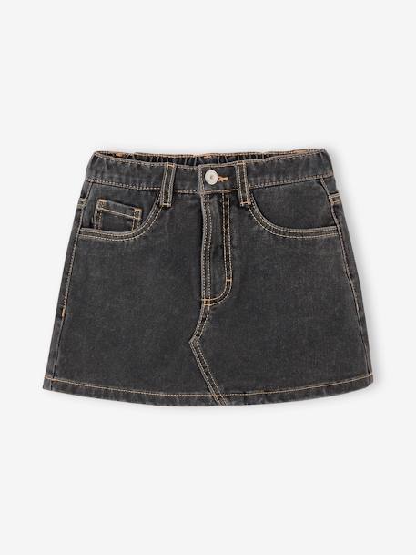 Girls' denim skirt short anthracite - vertbaudet enfant 