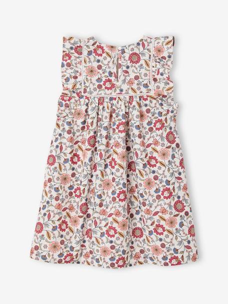 Frilly Floral Print Dress For Girls ecru - vertbaudet enfant 