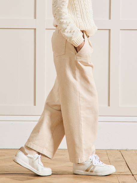 Girl's wide-leg trousers CYRILLUS sandy beige - vertbaudet enfant 