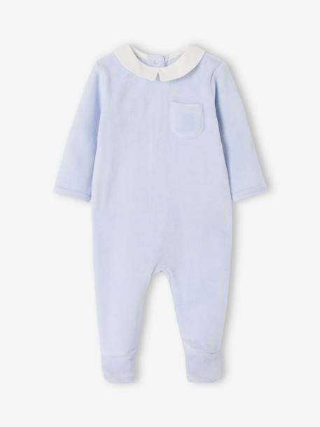 Velour Sleepsuit, ENVIE DE FRAISE sky blue - vertbaudet enfant 