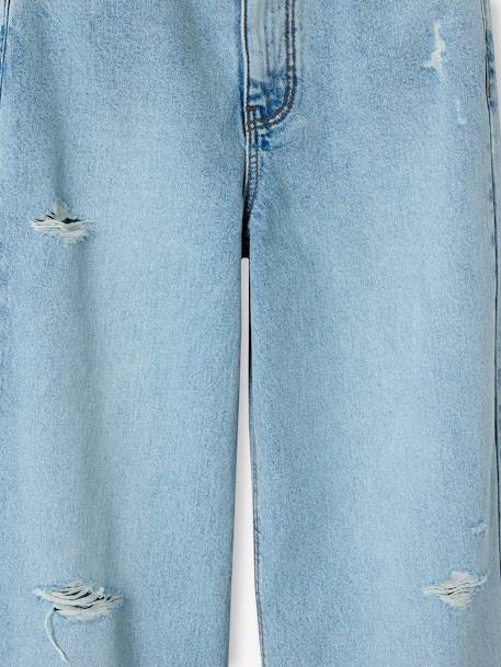 Jean large effet usé fille bleu clair+bleu moyen - vertbaudet enfant 