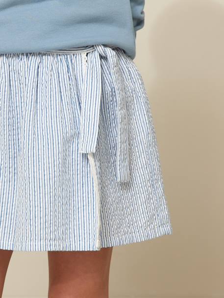 Seersucker skort for girls CYRILLUS striped blue - vertbaudet enfant 