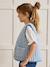 Gingham embroidered CYRILLUS girl's sleeveless quilted jacket chequered blue - vertbaudet enfant 