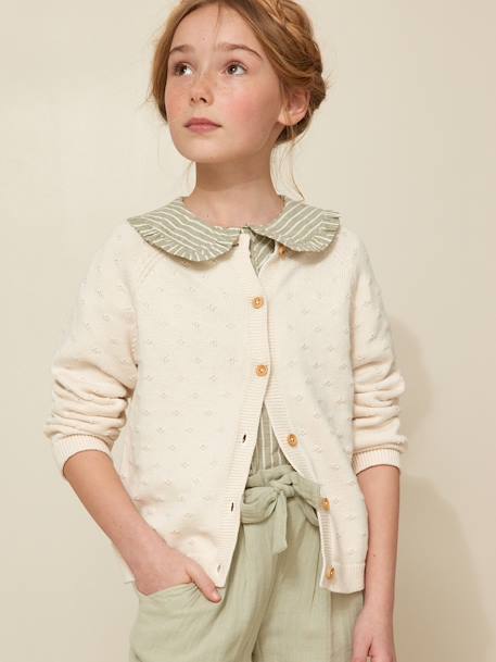 Cardigan fille points fantaisie écru+rose pâle - vertbaudet enfant 