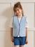 Gingham embroidered CYRILLUS girl's sleeveless quilted jacket chequered blue - vertbaudet enfant 