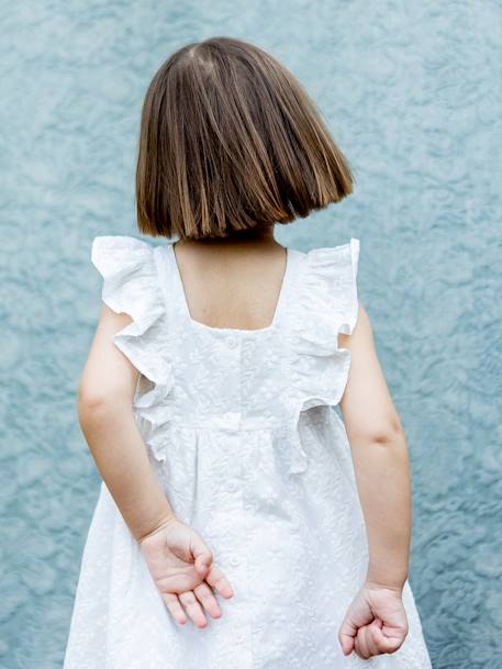 Embroidered Sarah dress for girls - Plume occasion wear - CYRILLUS ecru - vertbaudet enfant 