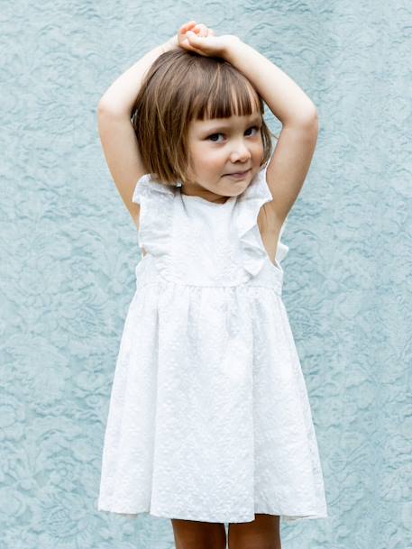 Embroidered Sarah dress for girls - Plume occasion wear - CYRILLUS ecru - vertbaudet enfant 