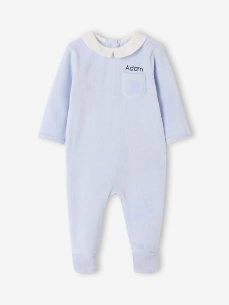 Velour Sleepsuit, ENVIE DE FRAISE sky blue - vertbaudet enfant 
