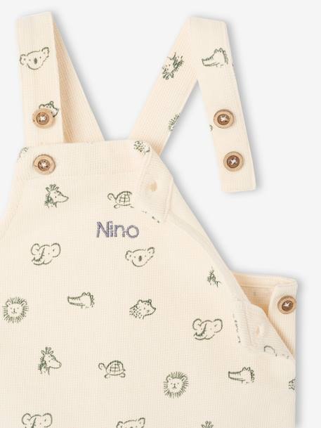 3-Piece Gift Set: T-Shirt + Dungarees + Comforter for Babies sage green - vertbaudet enfant 