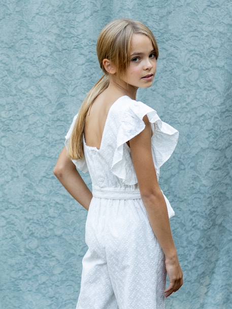 Suzanne playsuit for girls - Plume CYRILLUS occasionwear ecru - vertbaudet enfant 