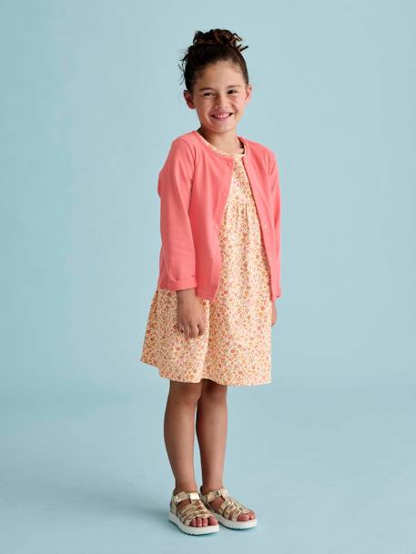 Ensemble fille robe + gilet mauve+rose+rose imprimé - vertbaudet enfant 