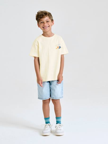 T-shirt garçon maxi motif dos écru+vert sauge - vertbaudet enfant 