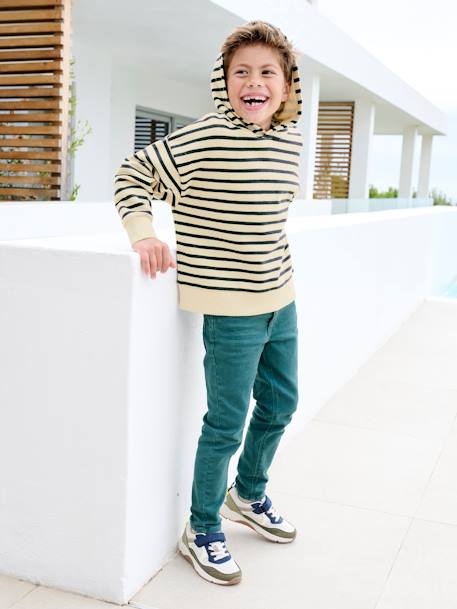 Striped hooded sweatshirt for boys navy blue - vertbaudet enfant 
