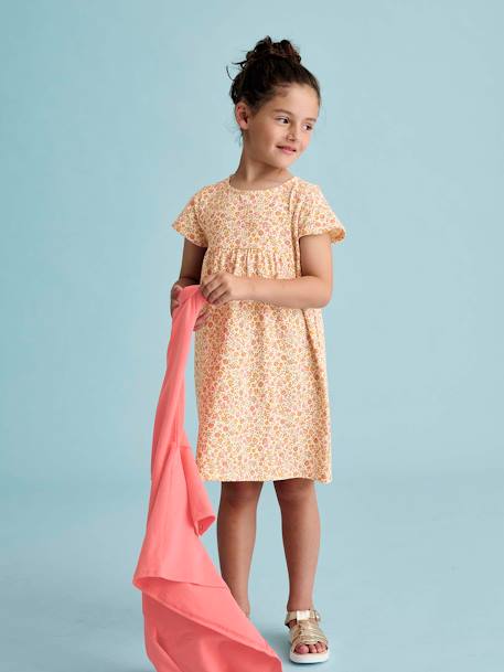 Ensemble fille robe + gilet mauve+rose+rose imprimé - vertbaudet enfant 