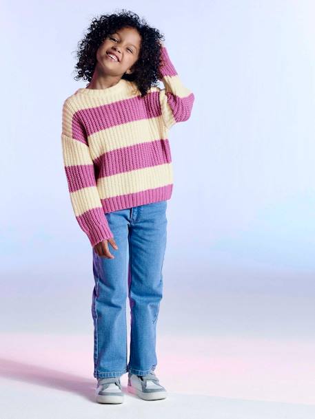 Striped jumper for girls ecru - vertbaudet enfant 