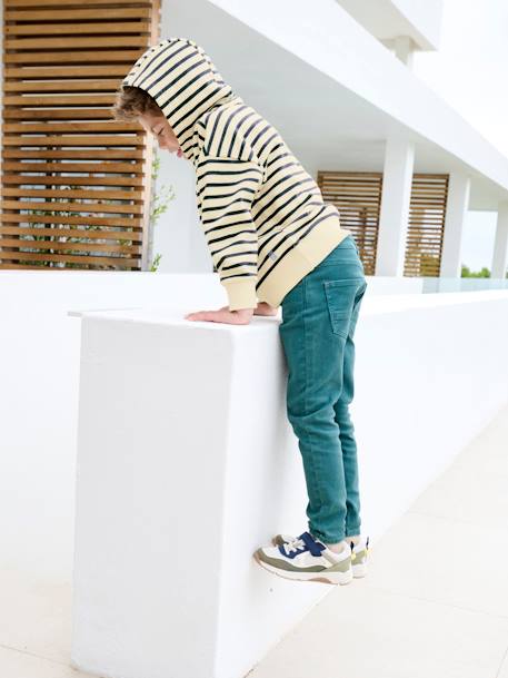 Striped hooded sweatshirt for boys navy blue - vertbaudet enfant 