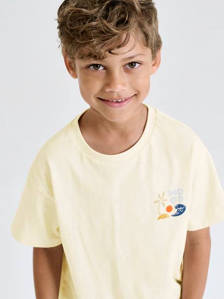 T-shirt garçon maxi motif dos écru+vert sauge - vertbaudet enfant 