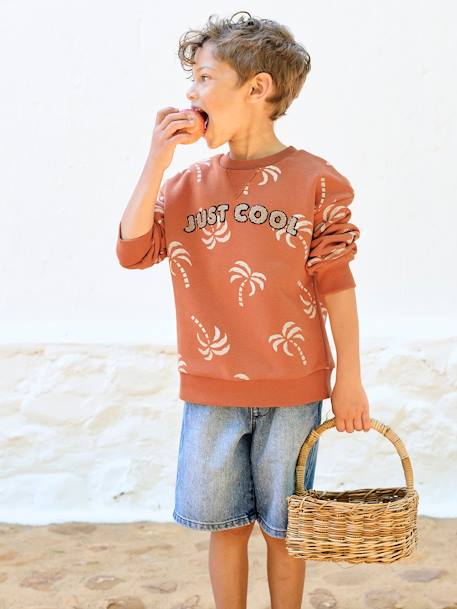 Boys' printed sweatshirt tomato red - vertbaudet enfant 