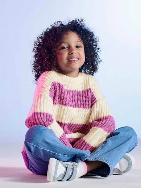 Striped jumper for girls ecru - vertbaudet enfant 
