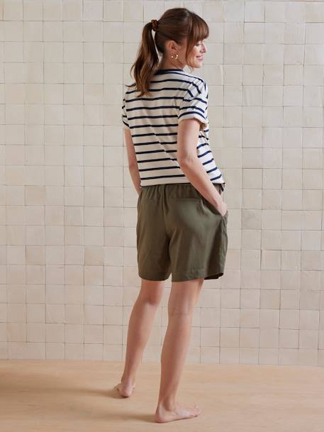 Lyocell Shorts with Belly Band for Maternity khaki - vertbaudet enfant 
