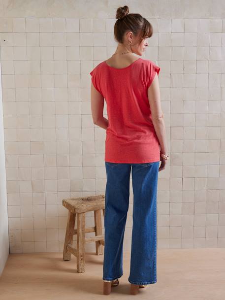 Linen Blend Front/Back Maternity T-Shirt old rose+pomegranate - vertbaudet enfant 