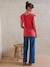 Linen Blend Front/Back Maternity T-Shirt old rose+pomegranate - vertbaudet enfant 