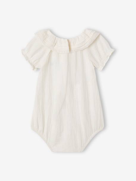 Baby bodysuit with a frilled collar ecru - vertbaudet enfant 