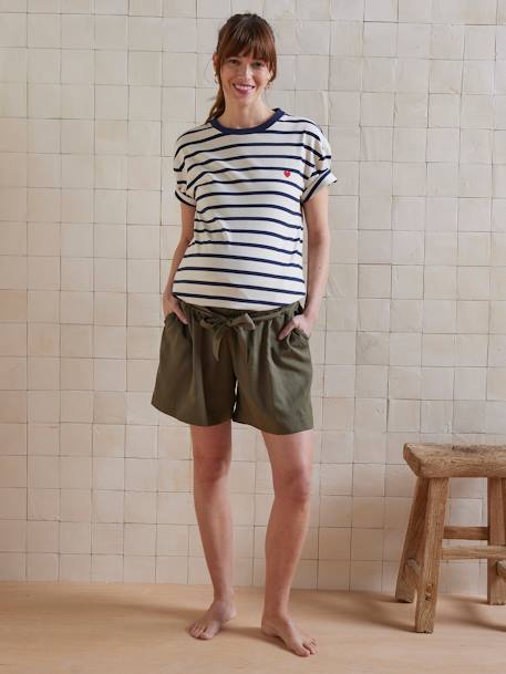 Lyocell Shorts with Belly Band for Maternity khaki - vertbaudet enfant 