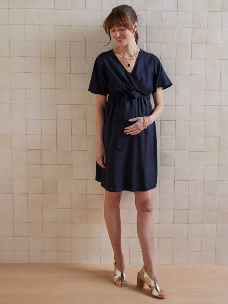 Plain Wrap-Over Dress for Maternity & Nursing black - vertbaudet enfant 