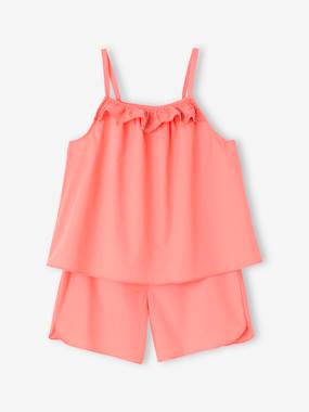 Pyjashort fille volant brodé - vertbaudet enfant Fille-Pyjashort fille volant brodé