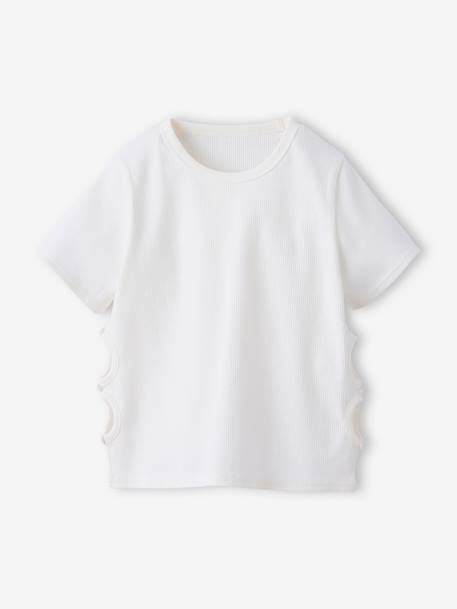T-shirt fille ajouré côtés écru - vertbaudet enfant 