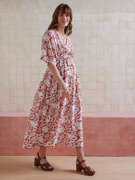 Wrapover Dress for Maternity & Nursing tomato red - vertbaudet enfant 
