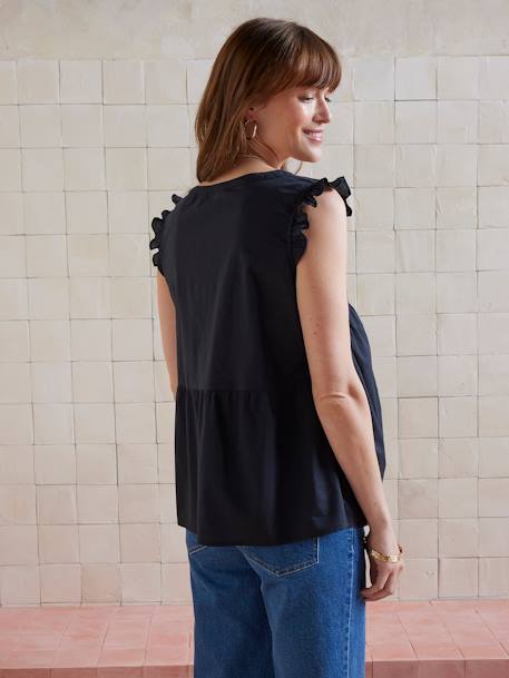 Cotton Voile Sleeveless Blouse for Maternity black+pomegranate - vertbaudet enfant 